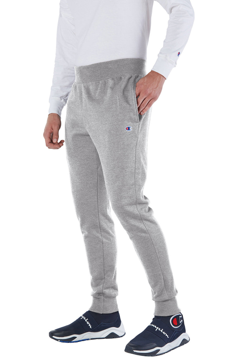 Champion RW25 Mens Reverse Weave Fleece Jogger Sweatpants w/ Pockets Oxford Grey Model 3q