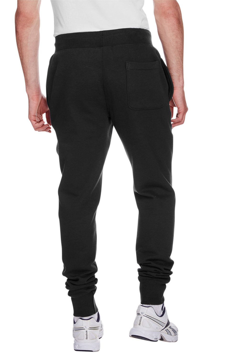 Champion RW25 Mens Reverse Weave Fleece Jogger Sweatpants w/ Pockets Black Model Back