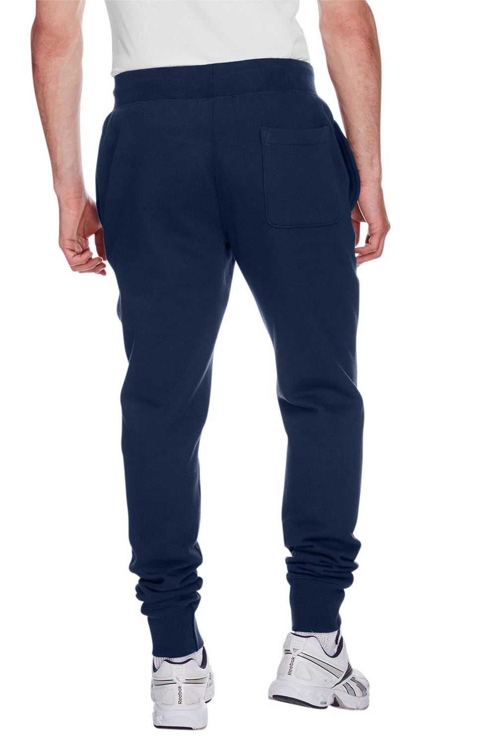 Champion RW25 Mens Reverse Weave Fleece Jogger Sweatpants w/ Pockets Navy Blue Model Back