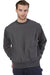 Champion S149/S1049 Mens Shrink Resistant Crewneck Sweatshirt Heather Charcoal Grey Model Front