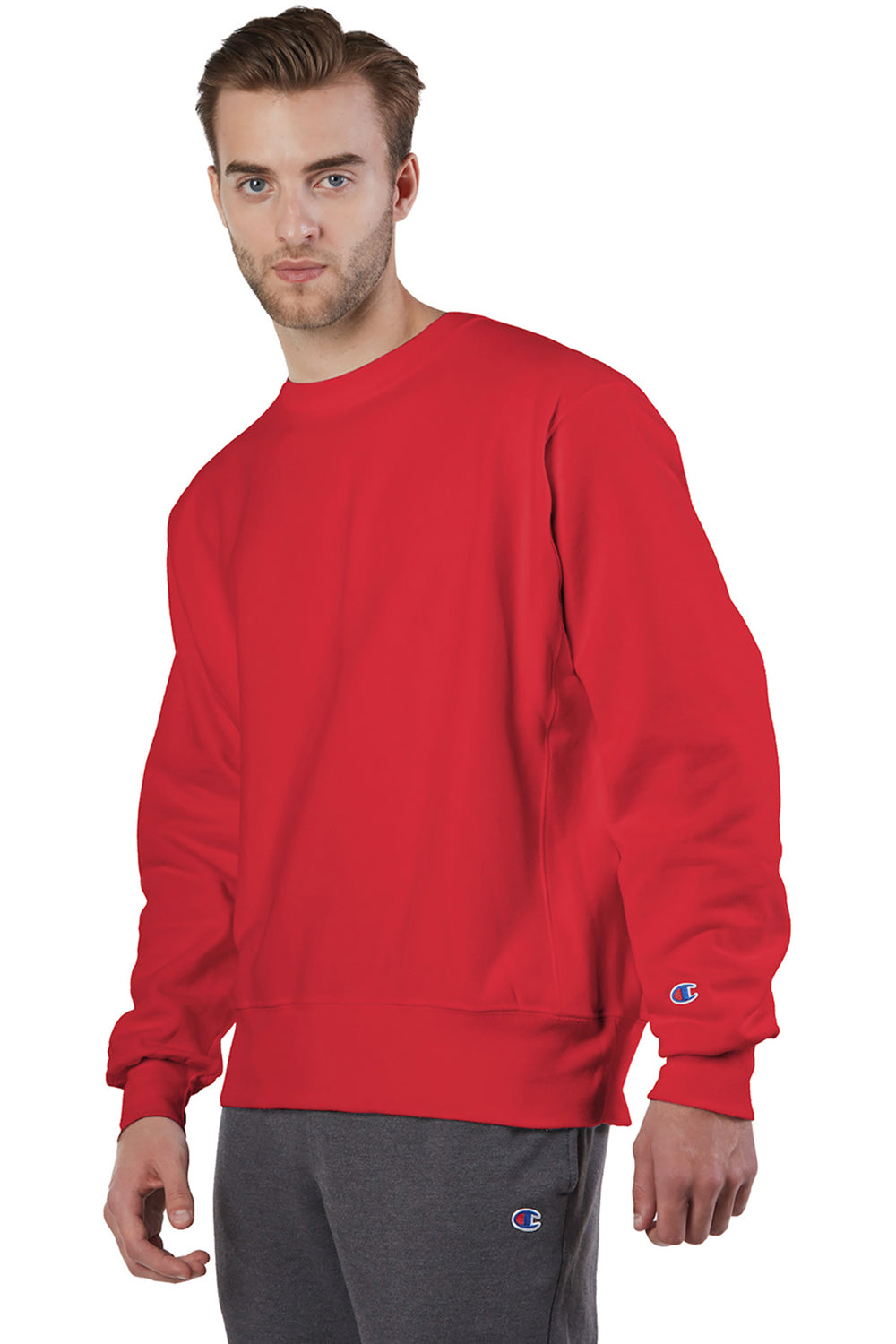Champion S149/S1049 Mens Shrink Resistant Crewneck Sweatshirt Scarlet Red Model 3q