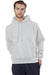 Champion S101/S1051 Mens Shrink Resistant Hooded Sweatshirt Hoodie w/ Pouch Pocket Silver Grey Model Front
