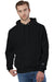 Champion S101/S1051 Mens Shrink Resistant Hooded Sweatshirt Hoodie w/ Pouch Pocket Black Model Front