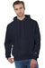 Champion S101/S1051 Mens Shrink Resistant Hooded Sweatshirt Hoodie w/ Pouch Pocket Navy Blue Model Front