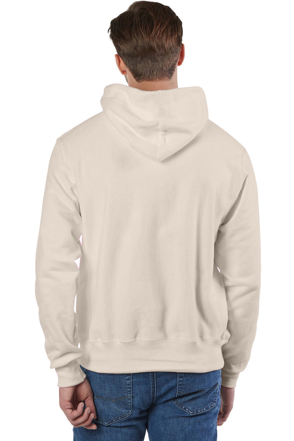 Champion S101/S1051 Mens Shrink Resistant Hooded Sweatshirt Hoodie w/ Pouch Pocket Sand Model Back