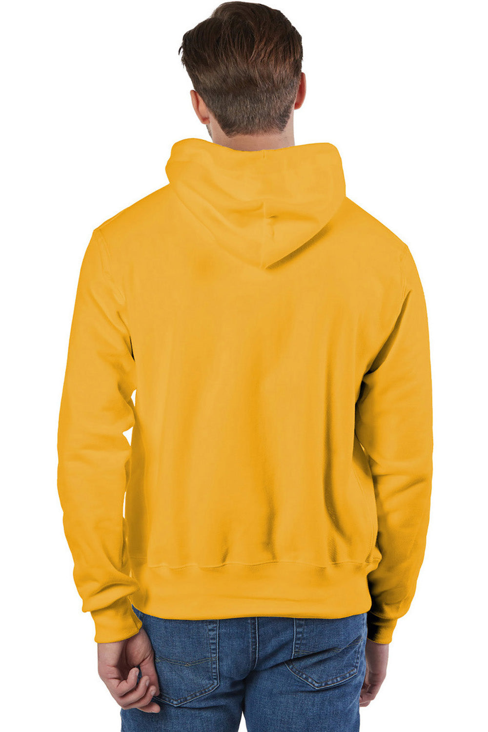 Champion S101/S1051 Mens Shrink Resistant Hooded Sweatshirt Hoodie w/ Pouch Pocket Gold Model Back