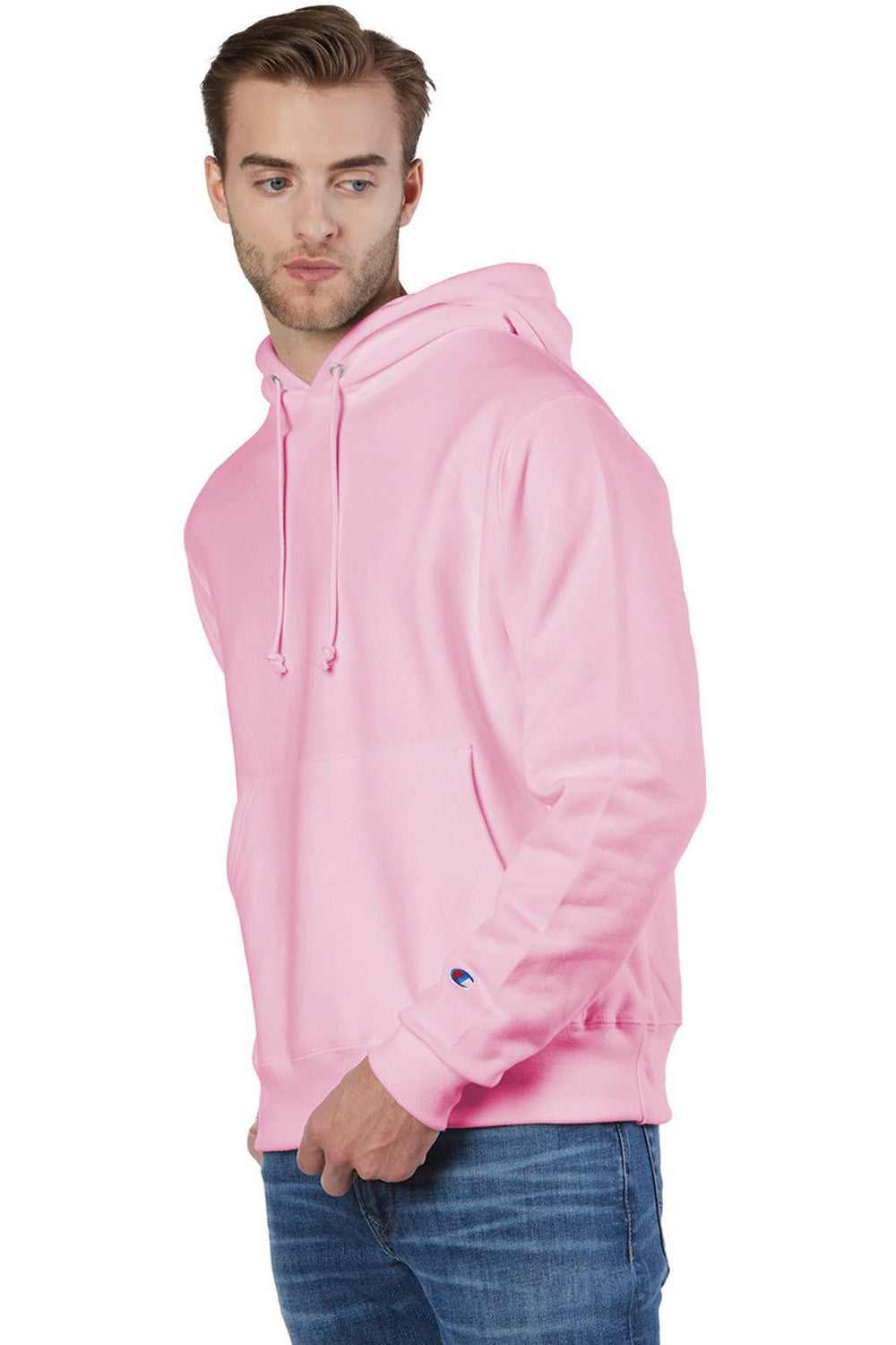 Champion S101/S1051 Mens Shrink Resistant Hooded Sweatshirt Hoodie w/ Pouch Pocket Candy Pink Model 3q