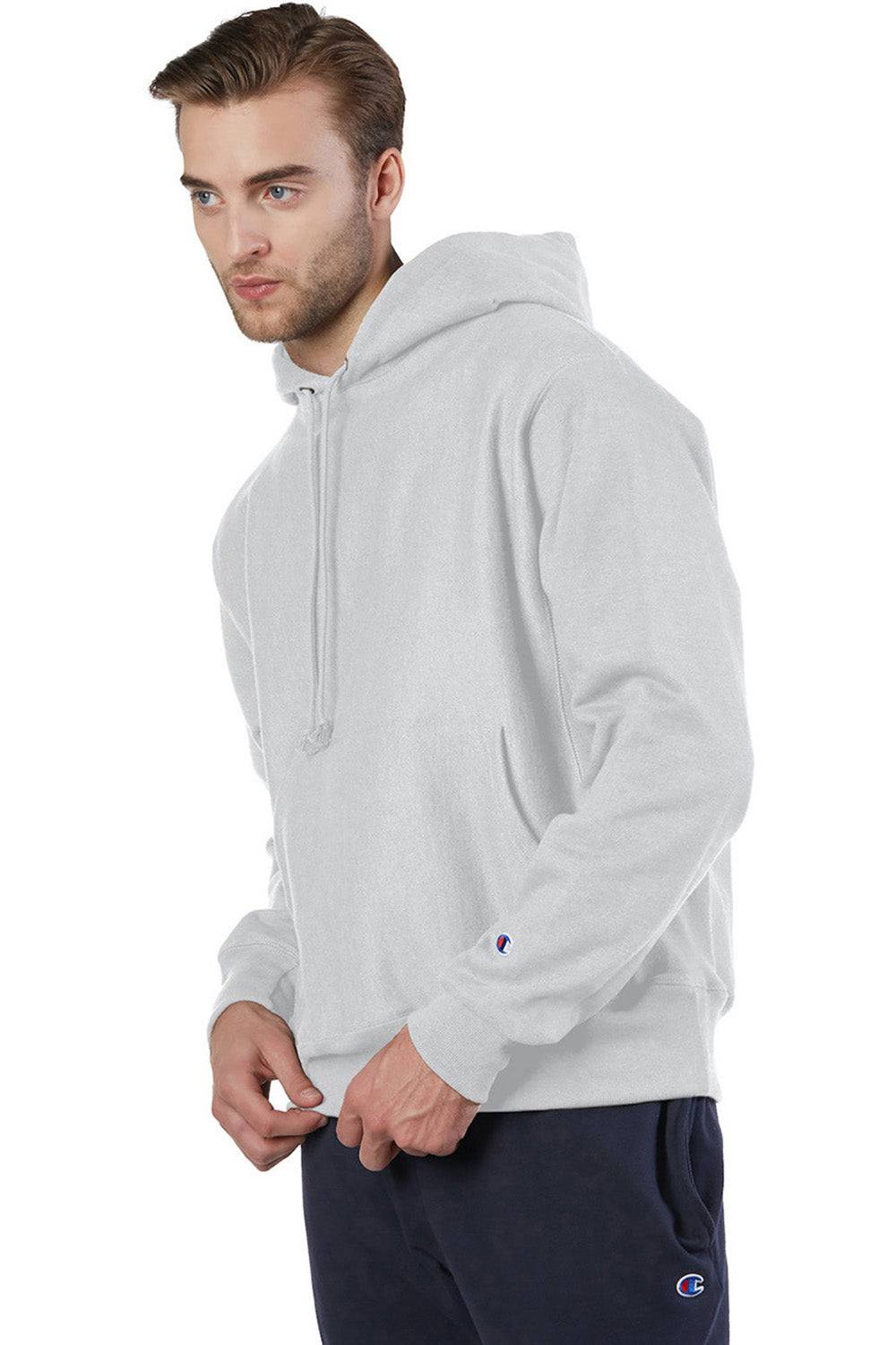 Champion S101/S1051 Mens Shrink Resistant Hooded Sweatshirt Hoodie w/ Pouch Pocket Silver Grey Model 3q