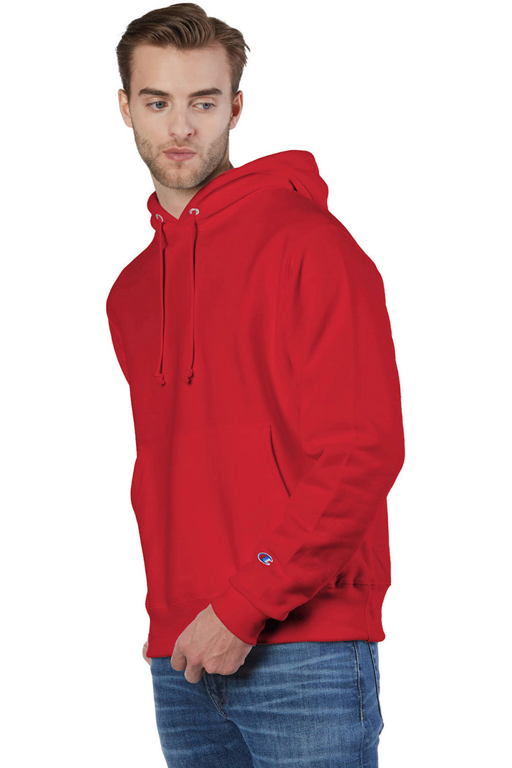 Champion S101/S1051 Mens Shrink Resistant Hooded Sweatshirt Hoodie w/ Pouch Pocket Scarlet Red Model 3q