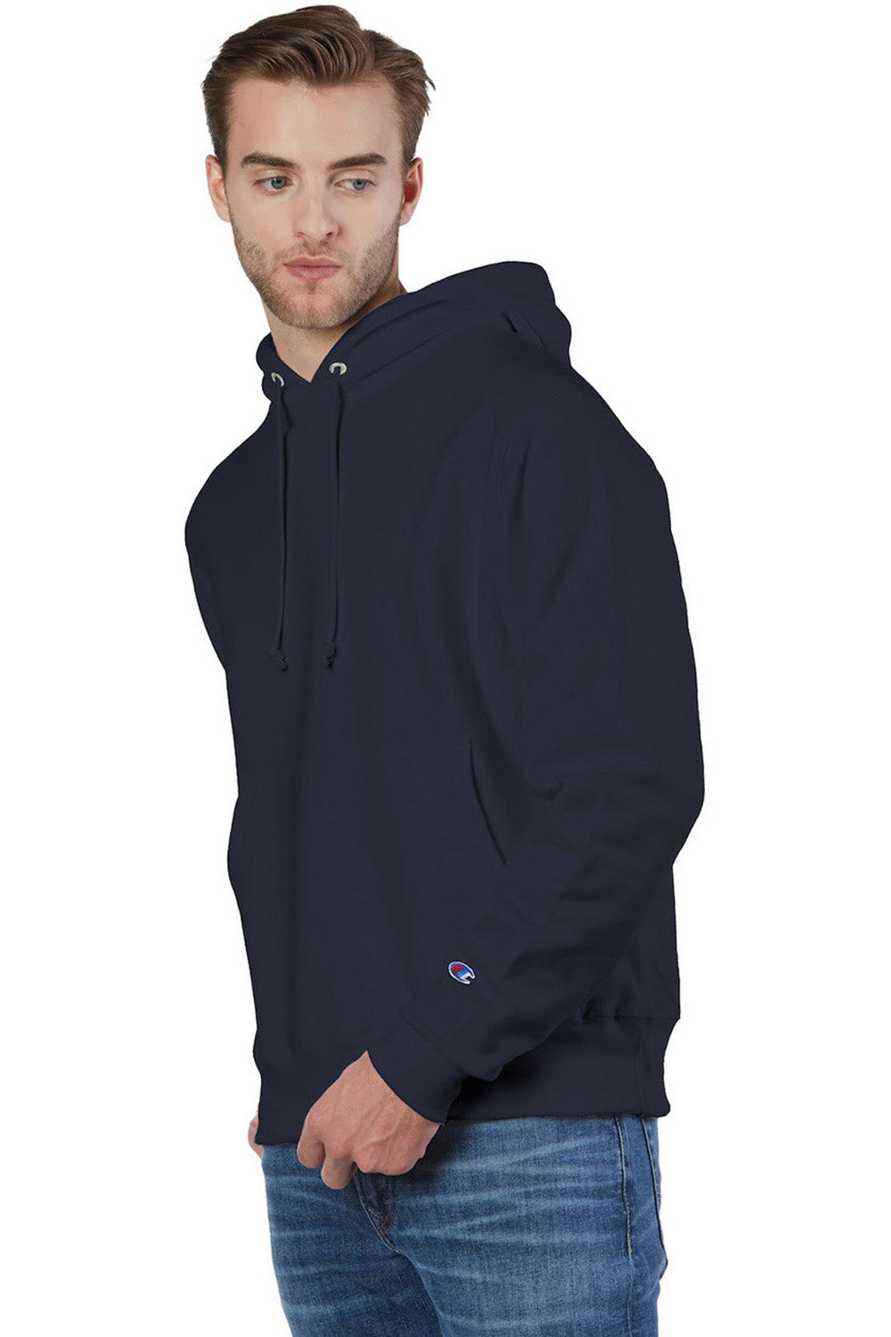 Champion S101/S1051 Mens Shrink Resistant Hooded Sweatshirt Hoodie w/ Pouch Pocket Navy Blue Model 3q
