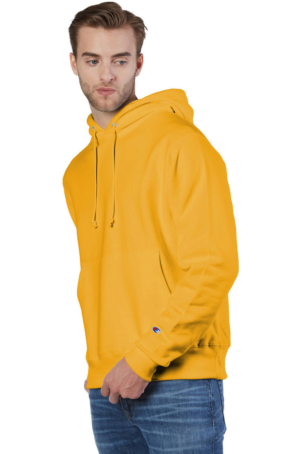 Champion S101/S1051 Mens Shrink Resistant Hooded Sweatshirt Hoodie w/ Pouch Pocket Gold Model 3q