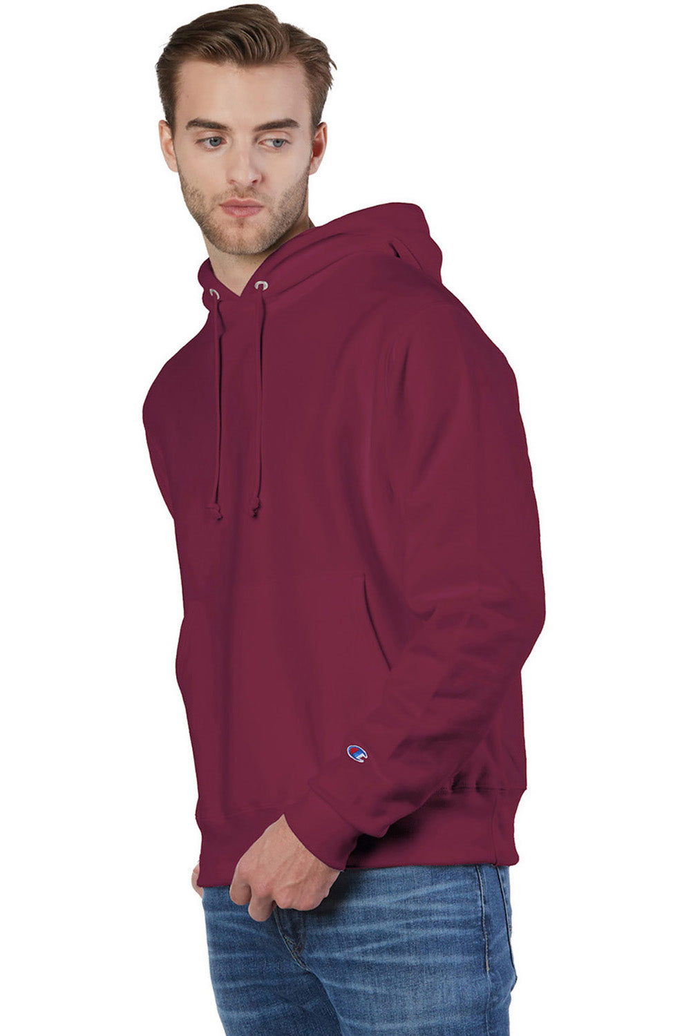 Champion S101/S1051 Mens Shrink Resistant Hooded Sweatshirt Hoodie w/ Pouch Pocket Cardinal Red Model 3q
