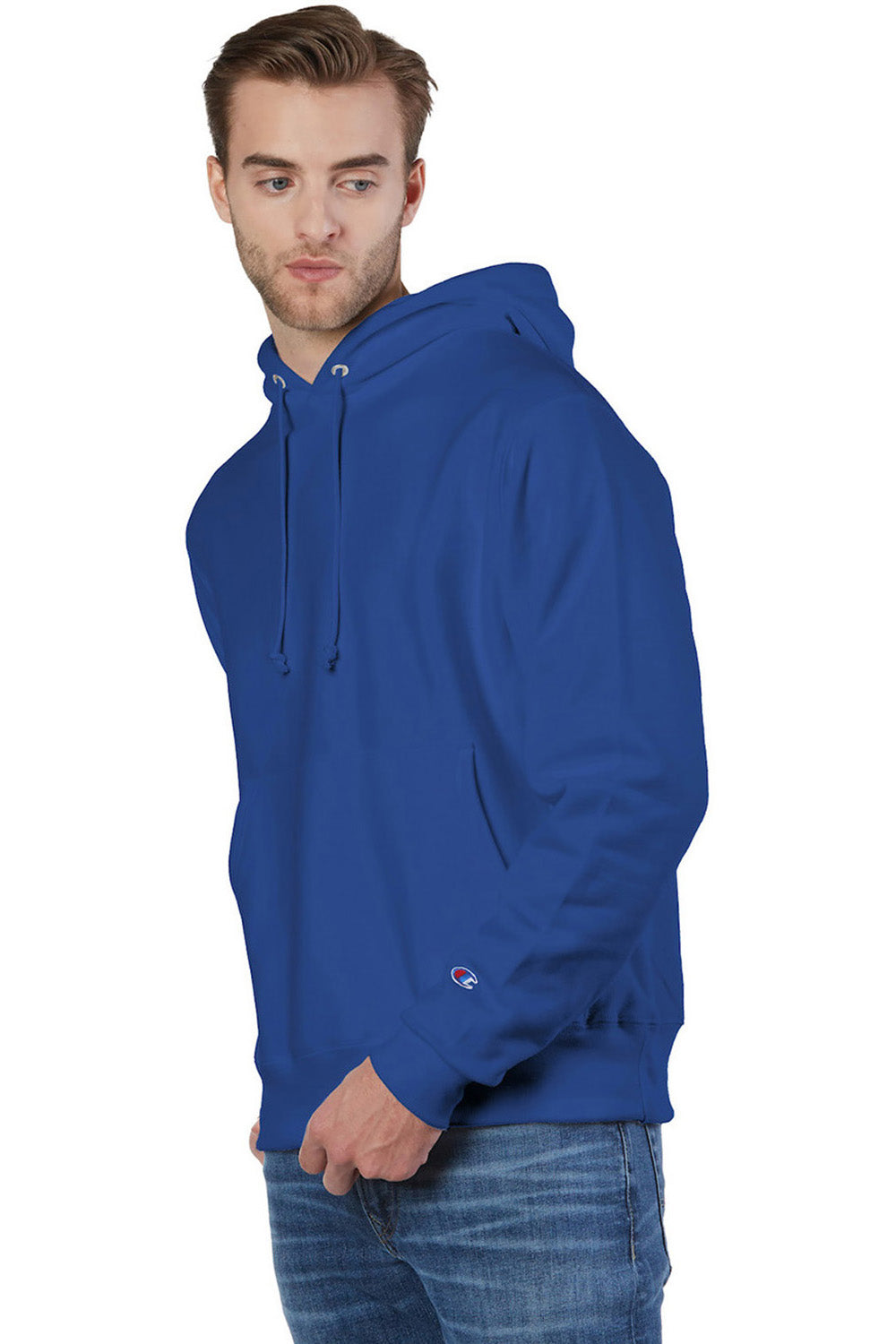 Champion S101/S1051 Mens Shrink Resistant Hooded Sweatshirt Hoodie w/ Pouch Pocket Athletic Royal Blue Model 3q