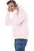 Champion S101/S1051 Mens Shrink Resistant Hooded Sweatshirt Hoodie w/ Pouch Pocket Body Blush Pink Model Side