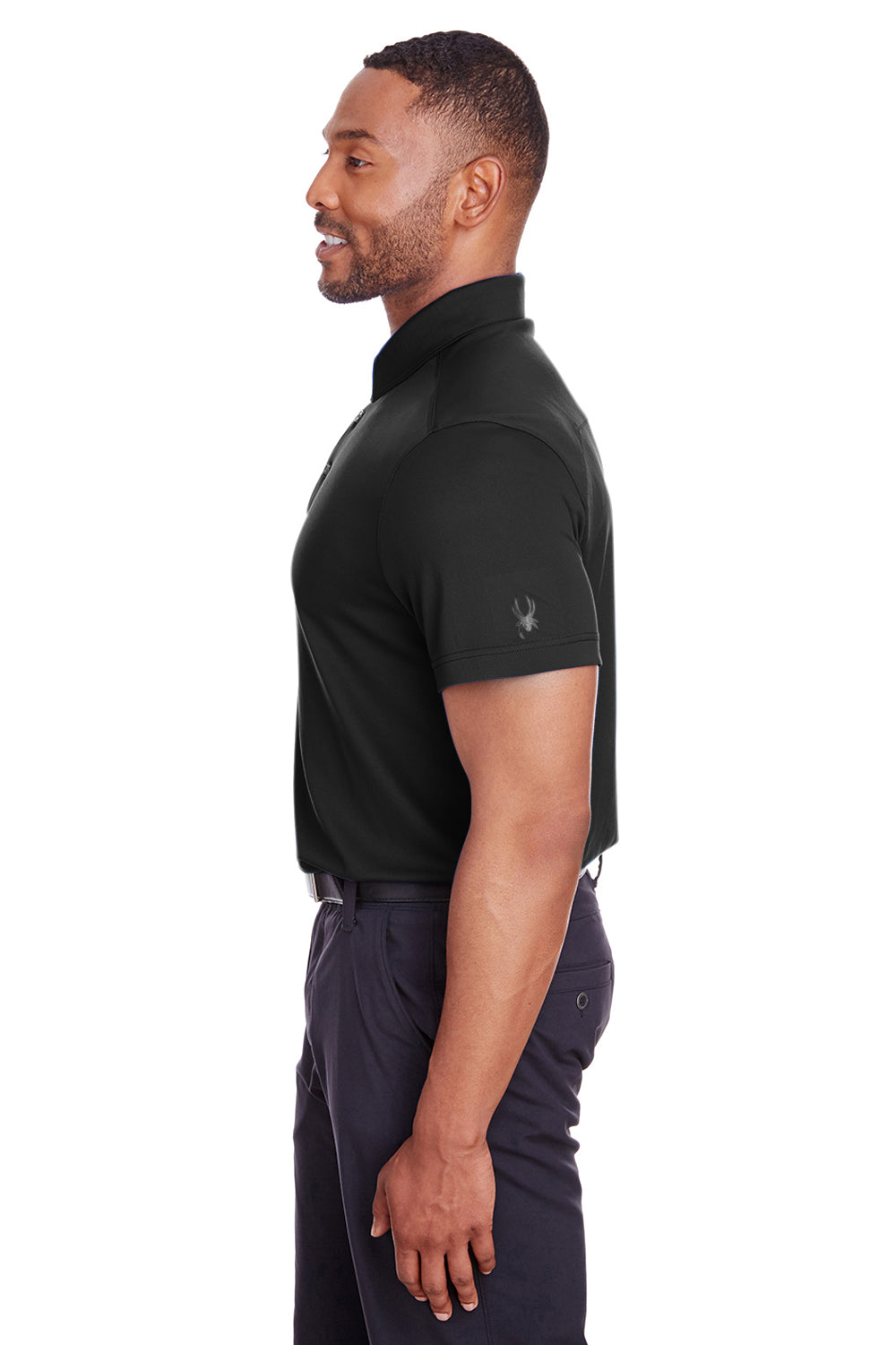 Spyder S16532 Mens Freestyle Short Sleeve Polo Shirt Black Model Side