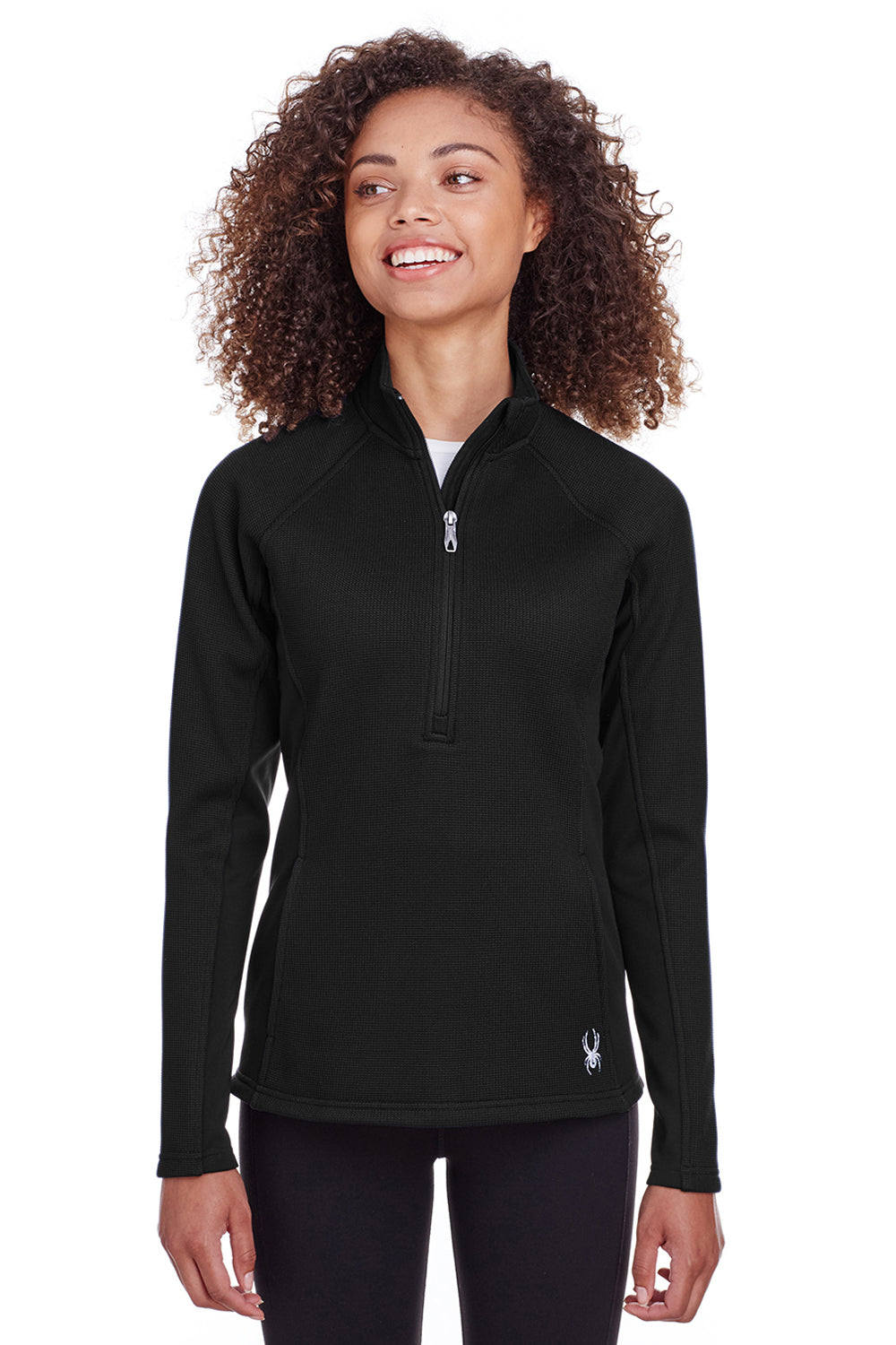 Spyder S16562 Womens Constant 1/4 Zip Sweater Black Model Front