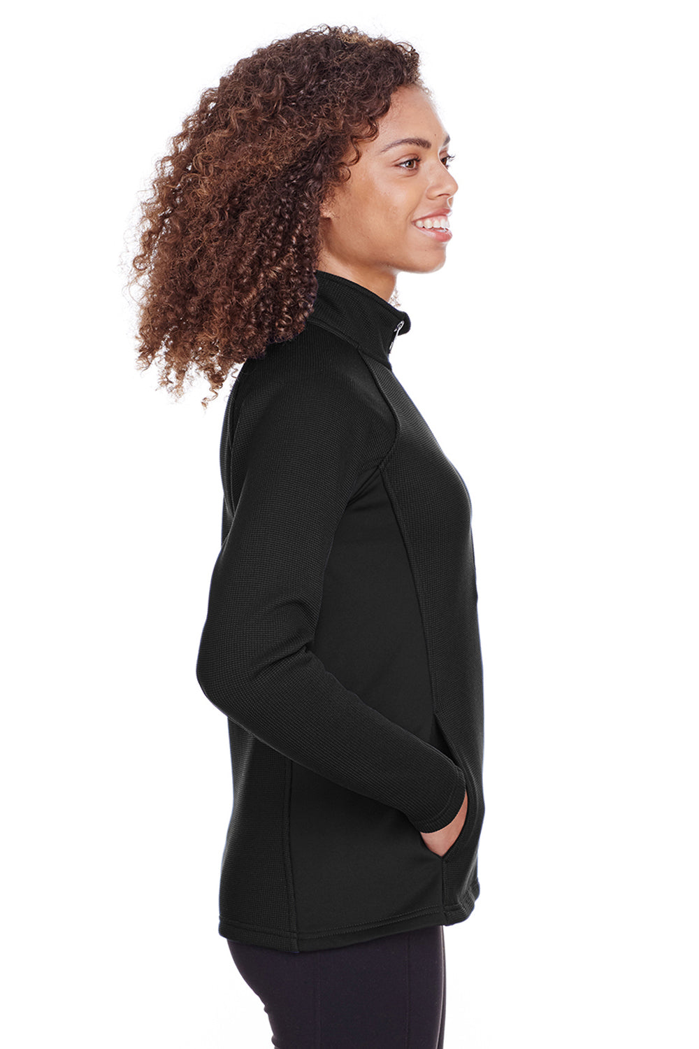 Spyder S16562 Womens Constant 1/4 Zip Sweater Black Model Side