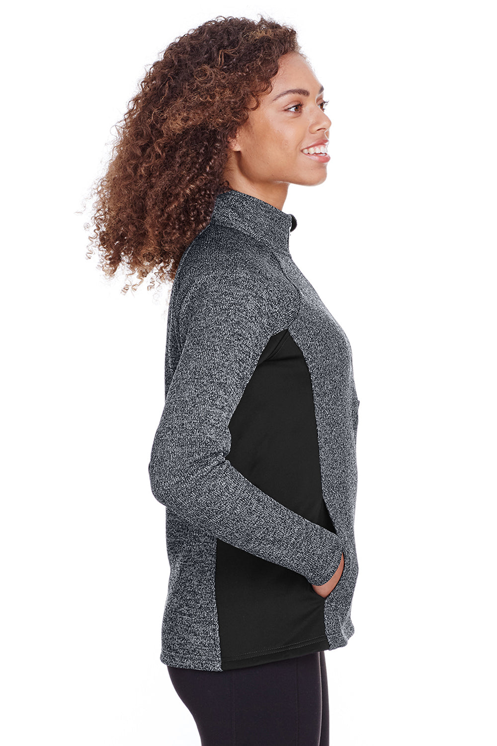 Spyder S16562 Womens Constant 1/4 Zip Sweater Heather Black Model Side
