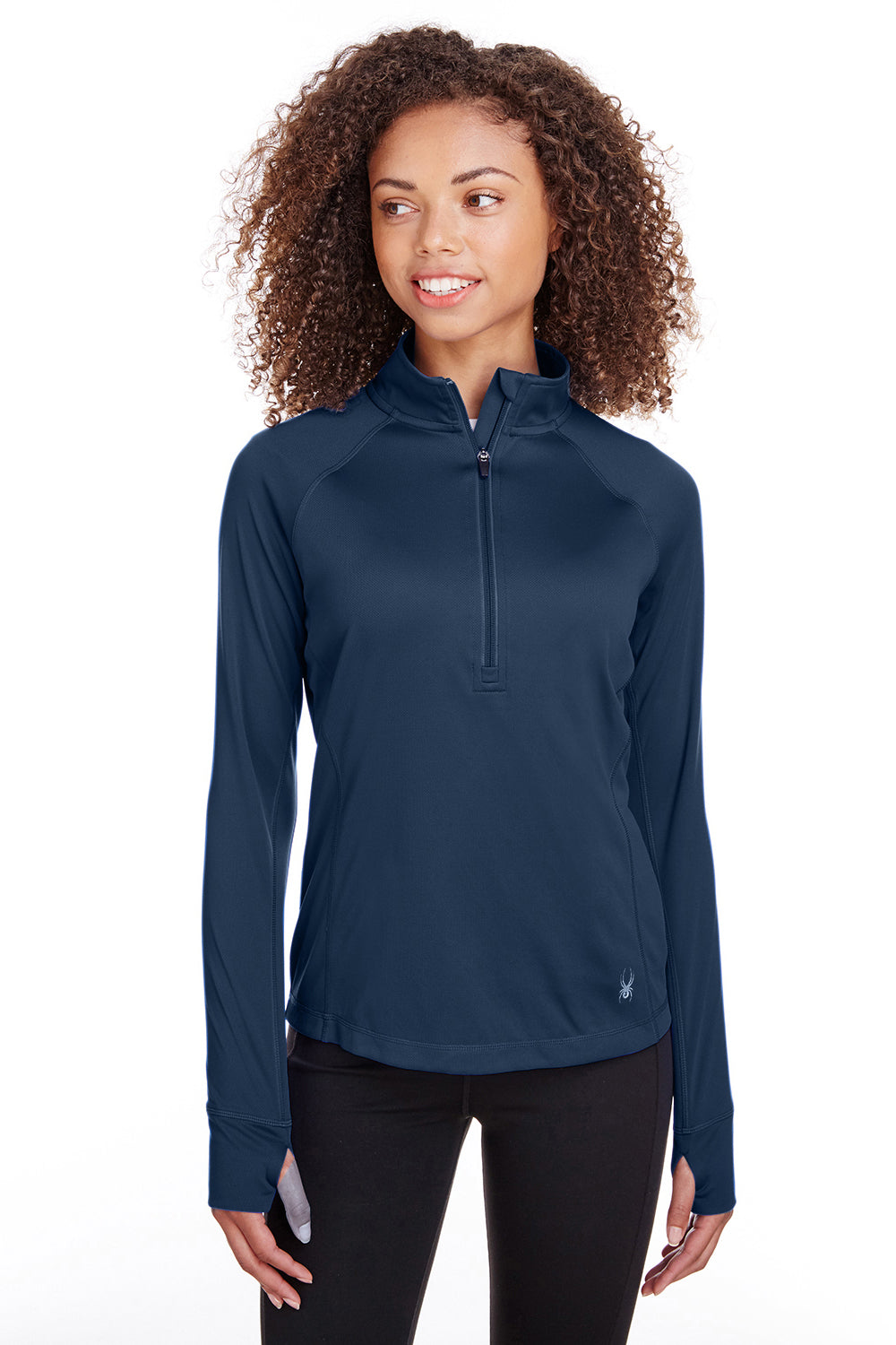 Spyder S16798 Womens Freestyle 1/4 Zip Sweatshirt Frontier Blue Model Front