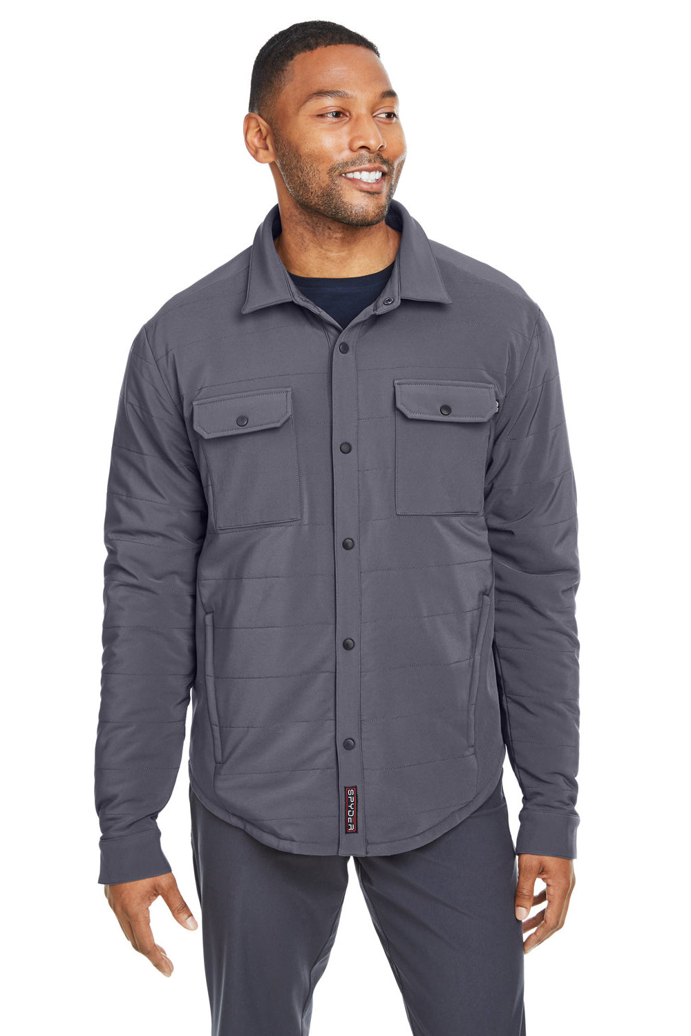 Spyder S17030 Mens Transit Full Snap Down Shirt Jacket Polar Grey Model Front