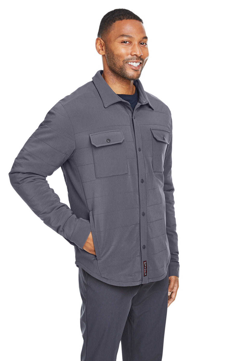 Spyder S17030 Mens Transit Full Snap Down Shirt Jacket Polar Grey Model 3q
