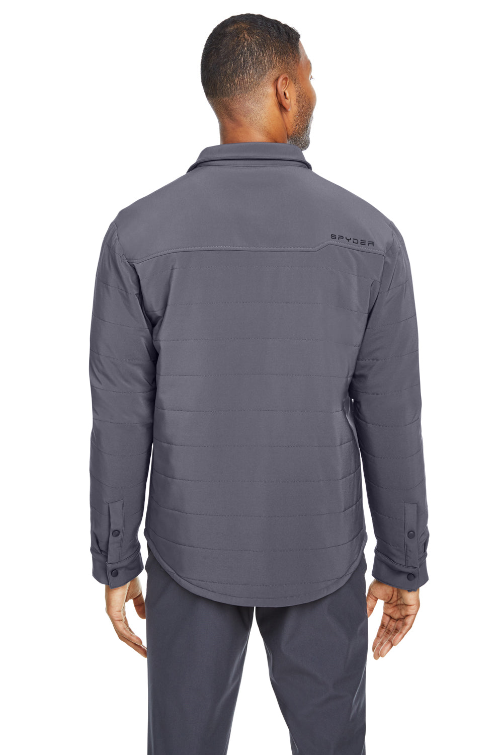 Spyder S17030 Mens Transit Full Snap Down Shirt Jacket Polar Grey Model Back