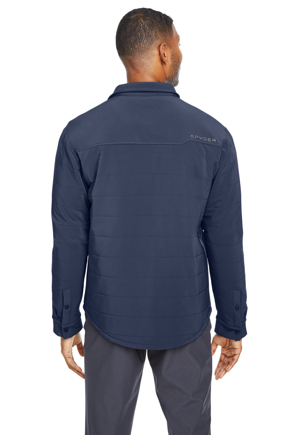 Spyder S17030 Mens Transit Full Snap Down Shirt Jacket Frontier Blue Model Back