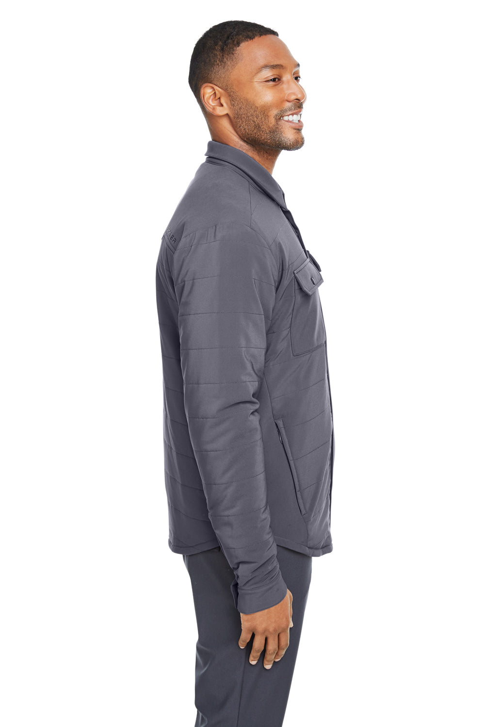 Spyder S17030 Mens Transit Full Snap Down Shirt Jacket Polar Grey Model Side