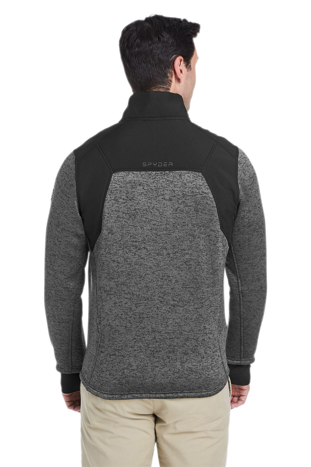 Spyder S17740 Mens Passage Full Zip Sweater Jacket Polar Grey Powder/Black Model Back