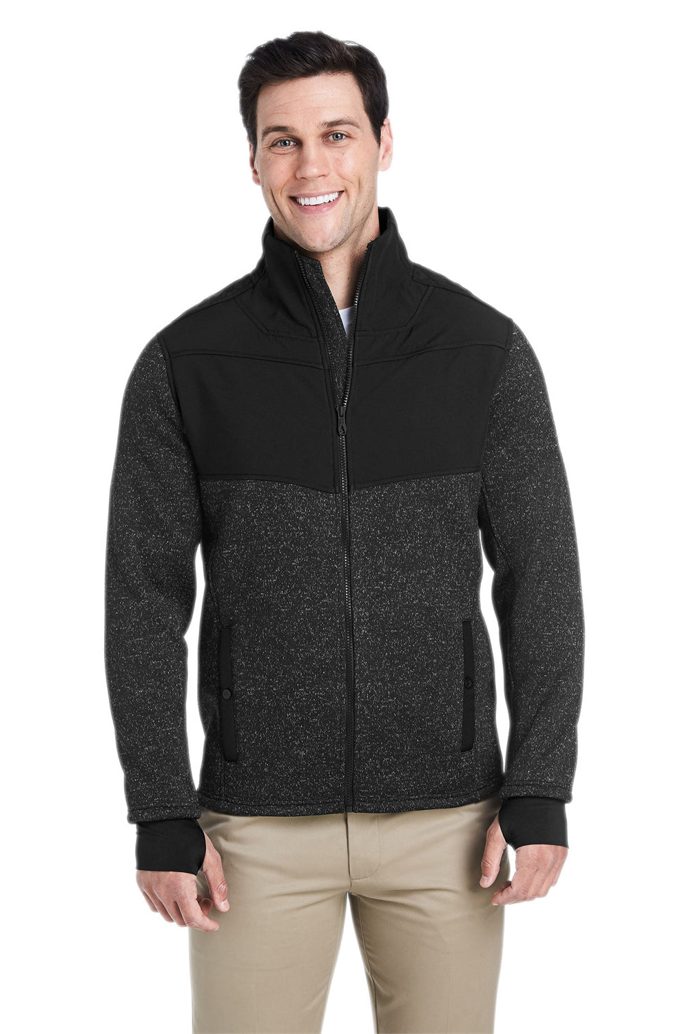 Spyder S17740 Mens Passage Full Zip Sweater Jacket Black Powder/Black Model Front