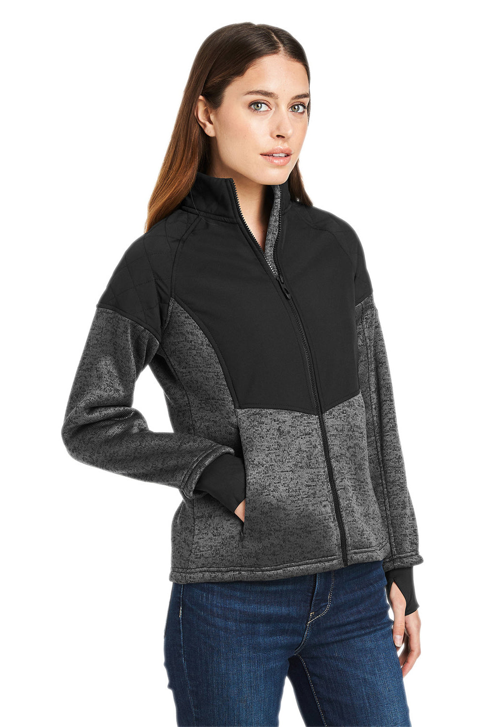 Spyder S17741 Womens Passage Full Zip Sweater Jacket Polar Grey Powder/Black Model 3q