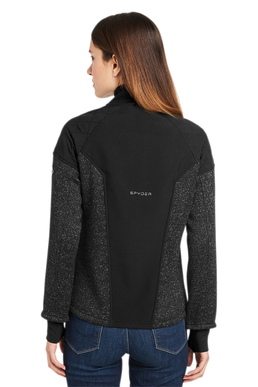 Spyder S17741 Womens Passage Full Zip Sweater Jacket Black Powder/Black Model Back
