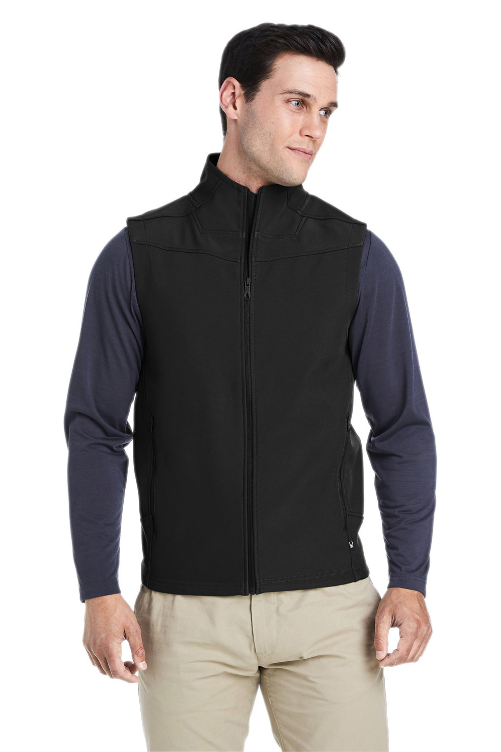 Spyder S17749 Mens Touring Full Zip Vest Black Model Front