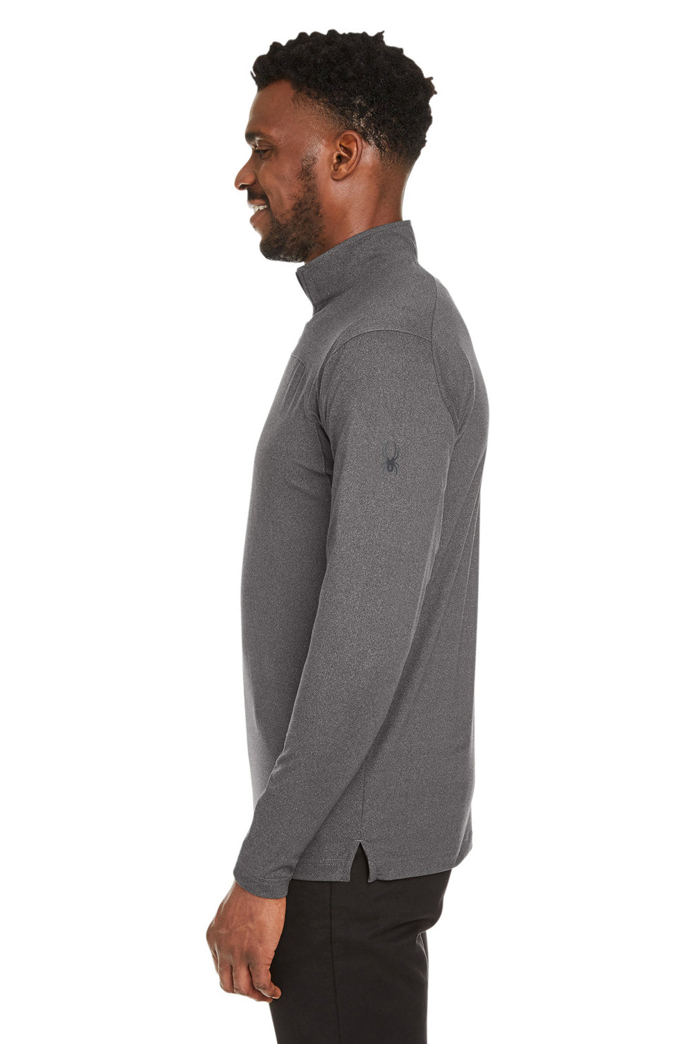 Spyder S17916 Mens Spyre UPF 40+ 1/4 Zip Sweatshirt Black Frost Model Side