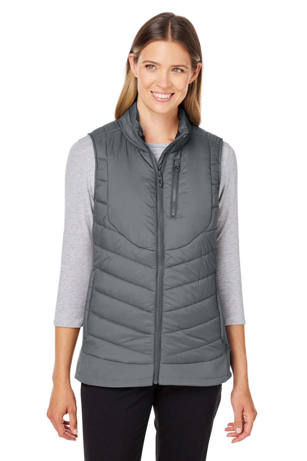 Spyder S17930 Womens Challenger Full Zip Vest Polar Grey Model Front