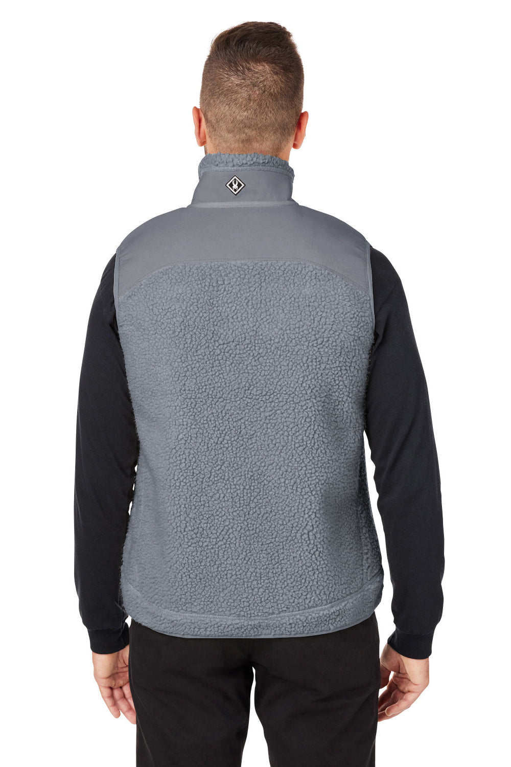 Spyder S17965 Mens Venture Sherpa Full Zip Vest Polar Grey Model Back