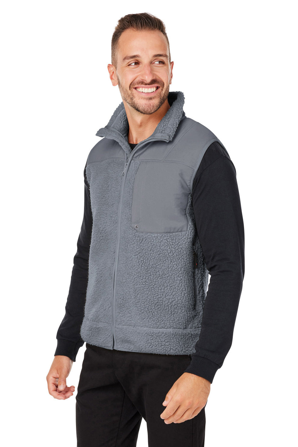 Spyder S17965 Mens Venture Sherpa Full Zip Vest Polar Grey Model 3q