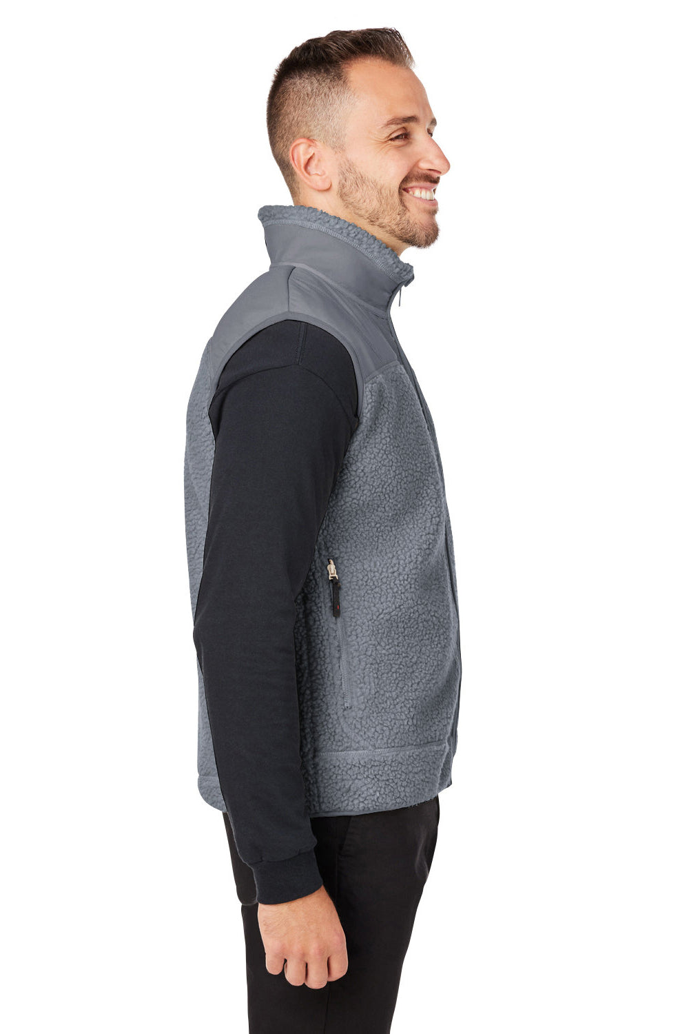 Spyder S17965 Mens Venture Sherpa Full Zip Vest Polar Grey Model Side