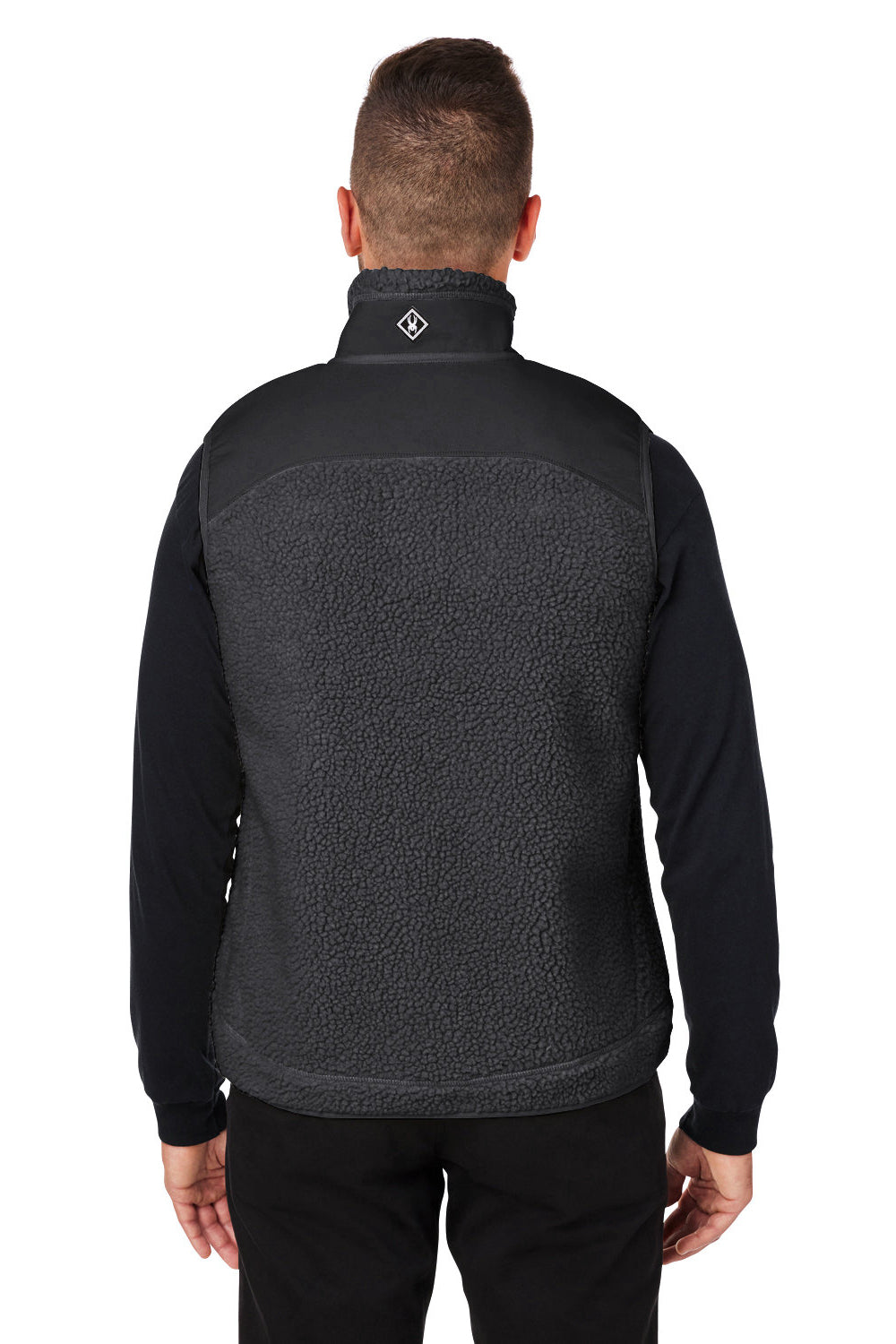 Spyder S17965 Mens Venture Sherpa Full Zip Vest Black Model Back