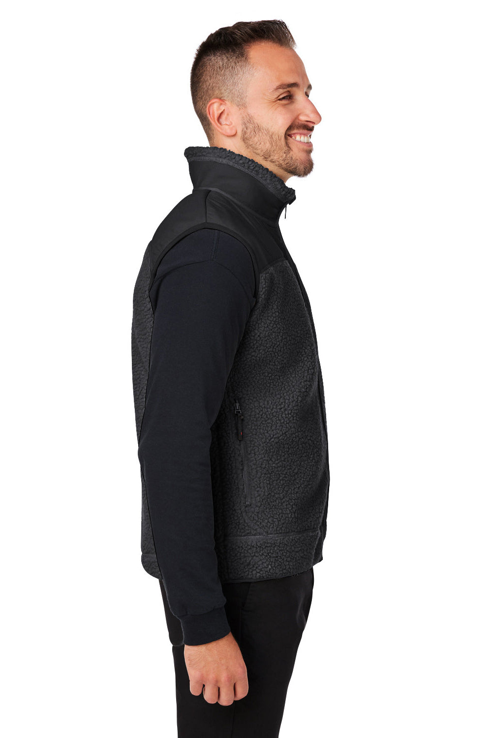 Spyder S17965 Mens Venture Sherpa Full Zip Vest Black Model Side