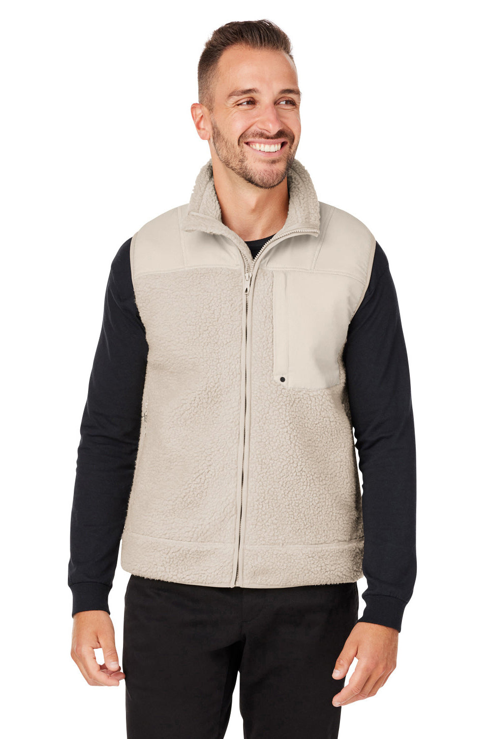 Spyder S17965 Mens Venture Sherpa Full Zip Vest Natural Model Front