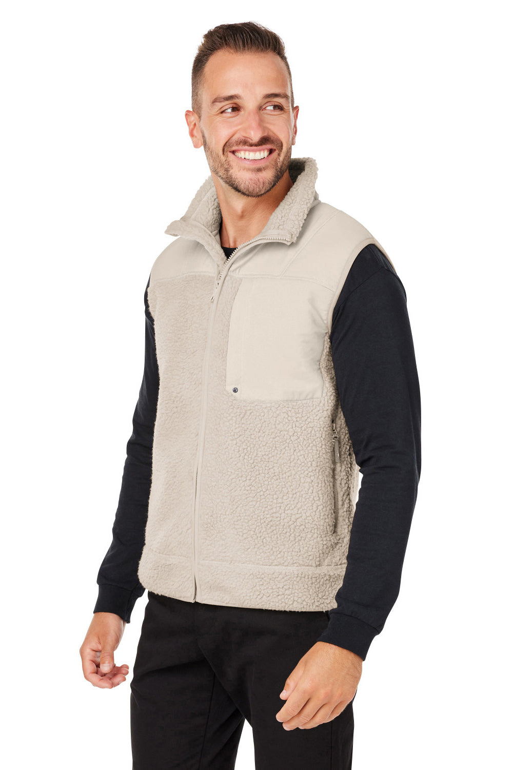 Spyder S17965 Mens Venture Sherpa Full Zip Vest Natural Model 3q