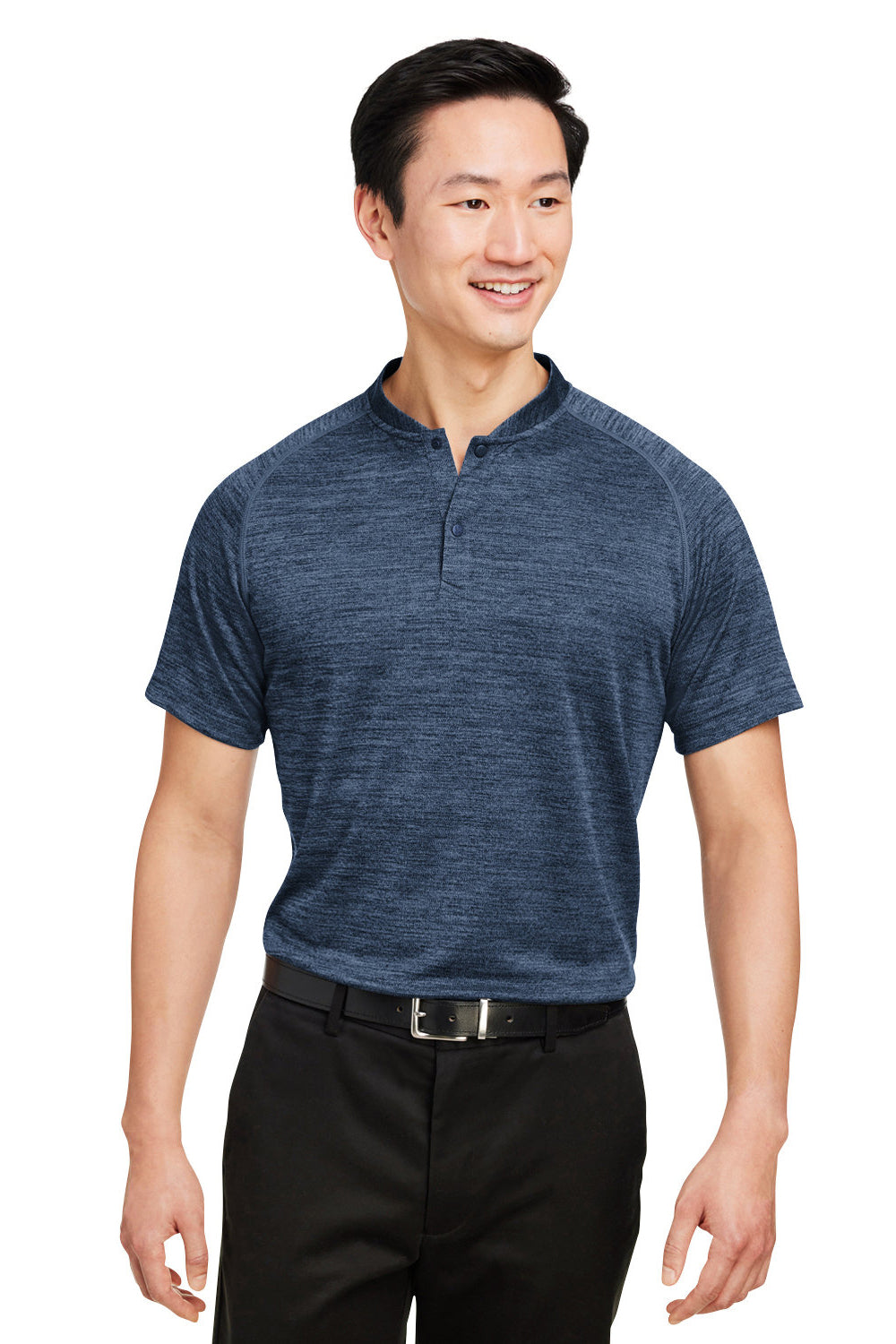Spyder S17979 Mens Mission Blade Short Sleeve Polo Shirt Frontier Blue Model Front