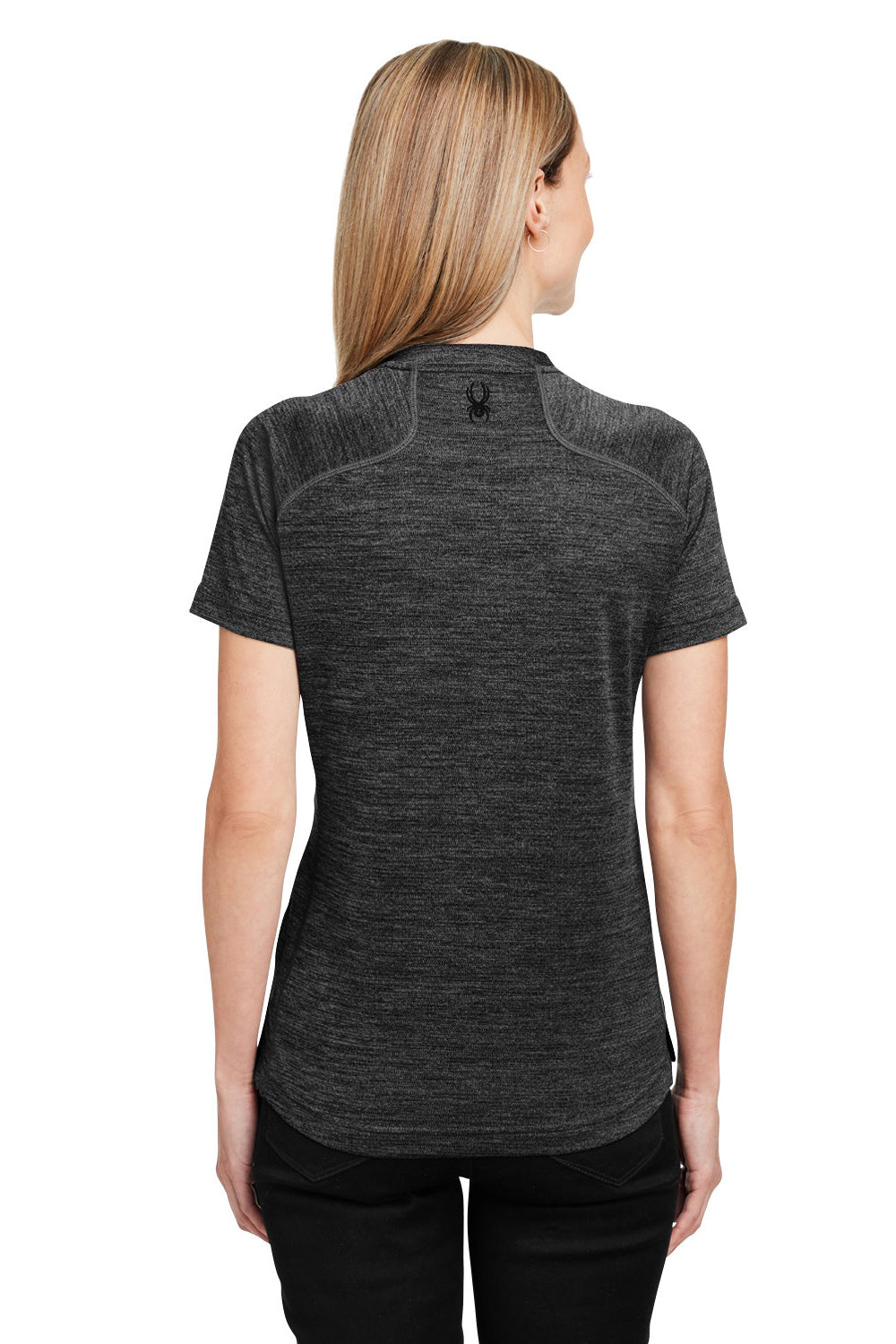 Spyder S17980 Womens Mission Blade Short Sleeve Polo Shirt Black Model Back
