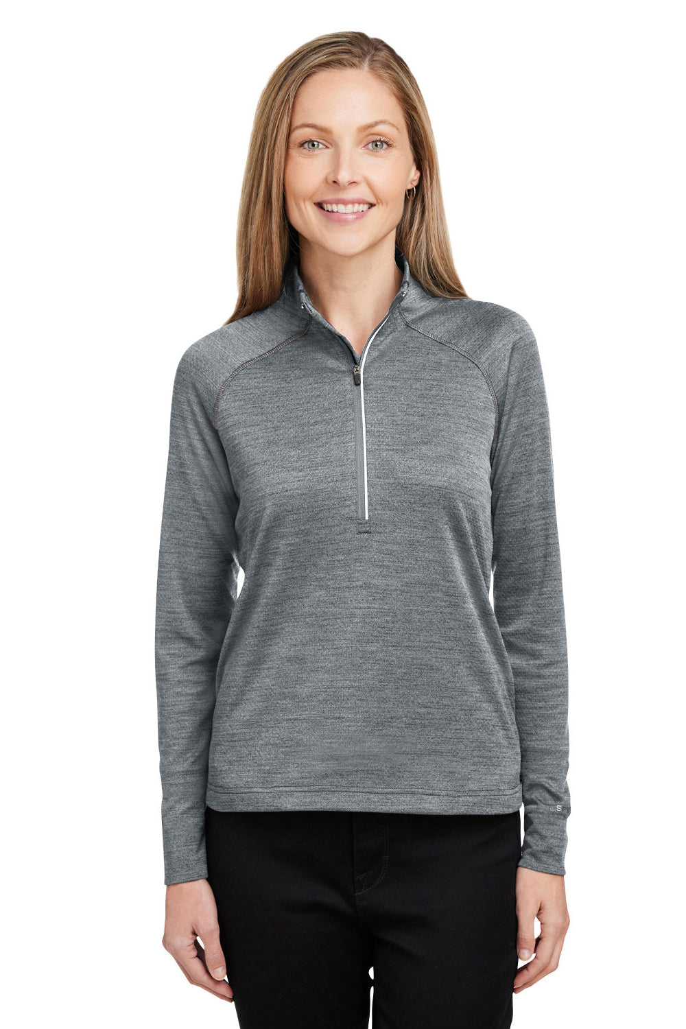 Spyder S17998 Womens Mission 1/4 Zip Sweatshirt w/ Pockets Polar Grey Model Front