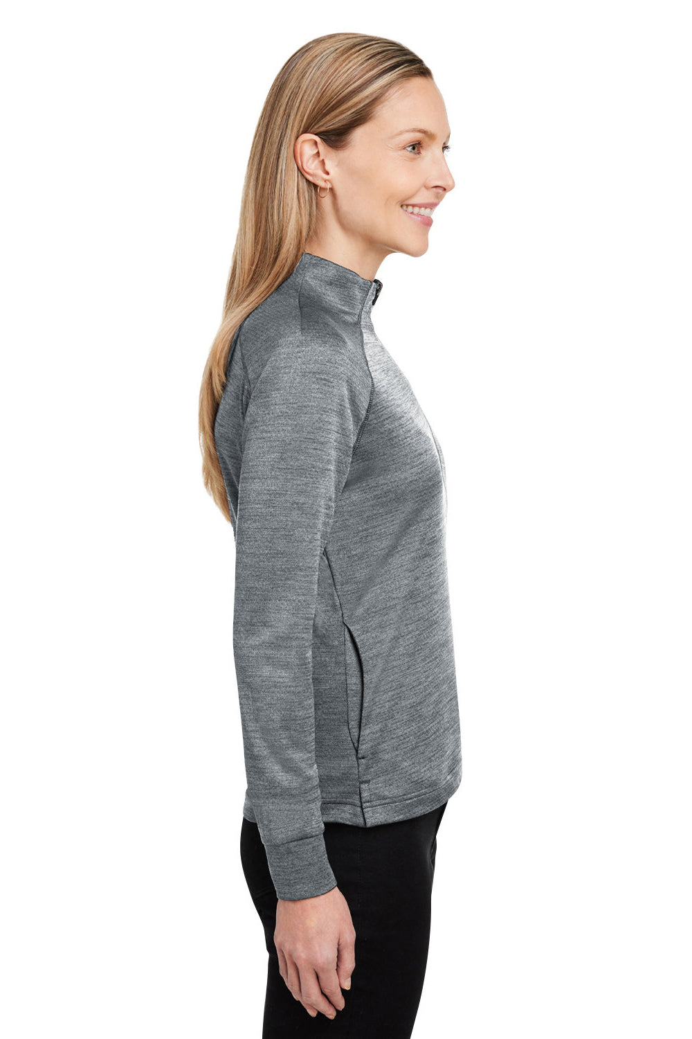 Spyder S17998 Womens Mission 1/4 Zip Sweatshirt w/ Pockets Polar Grey Model Side