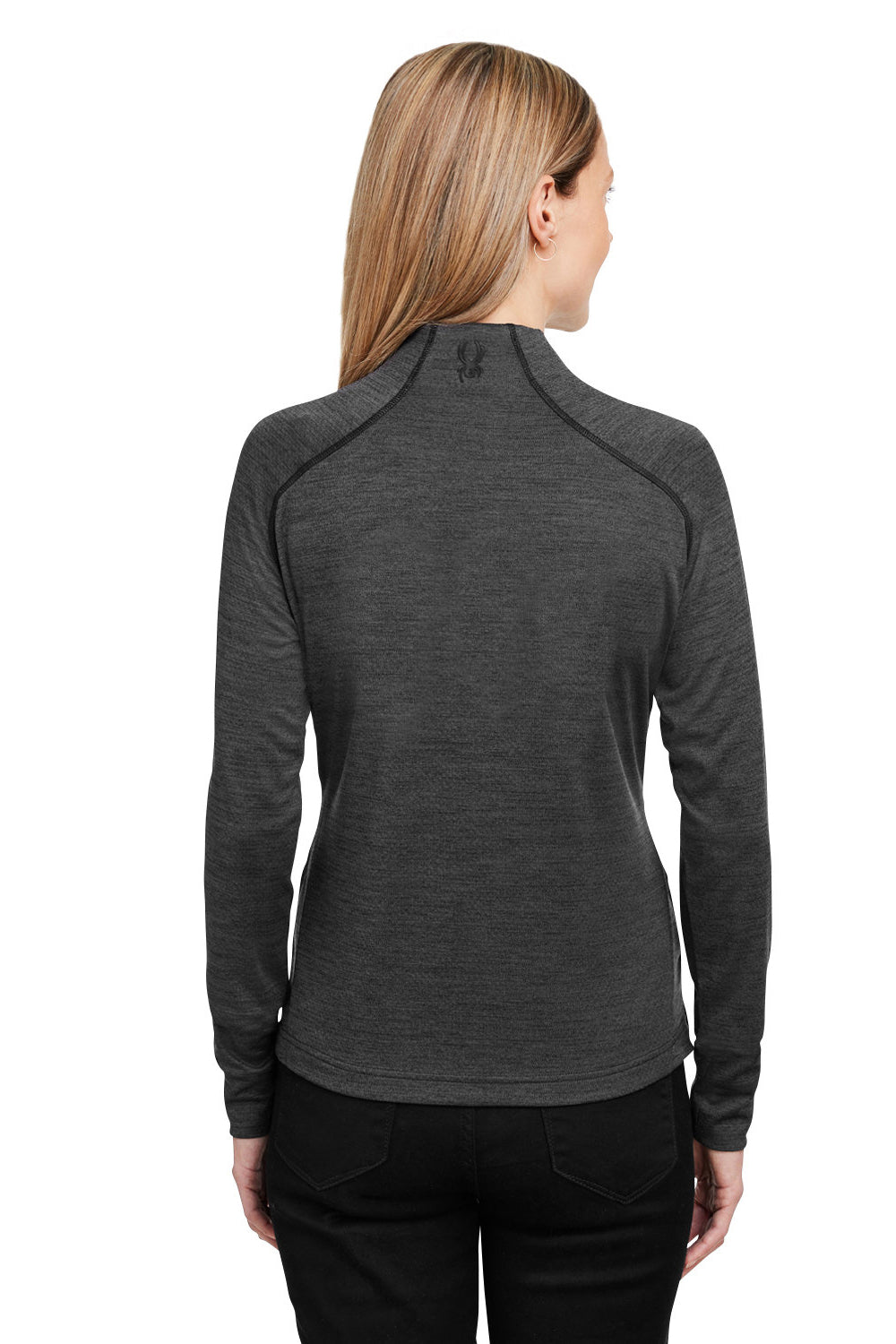 Spyder S17998 Womens Mission 1/4 Zip Sweatshirt w/ Pockets Black Model Back