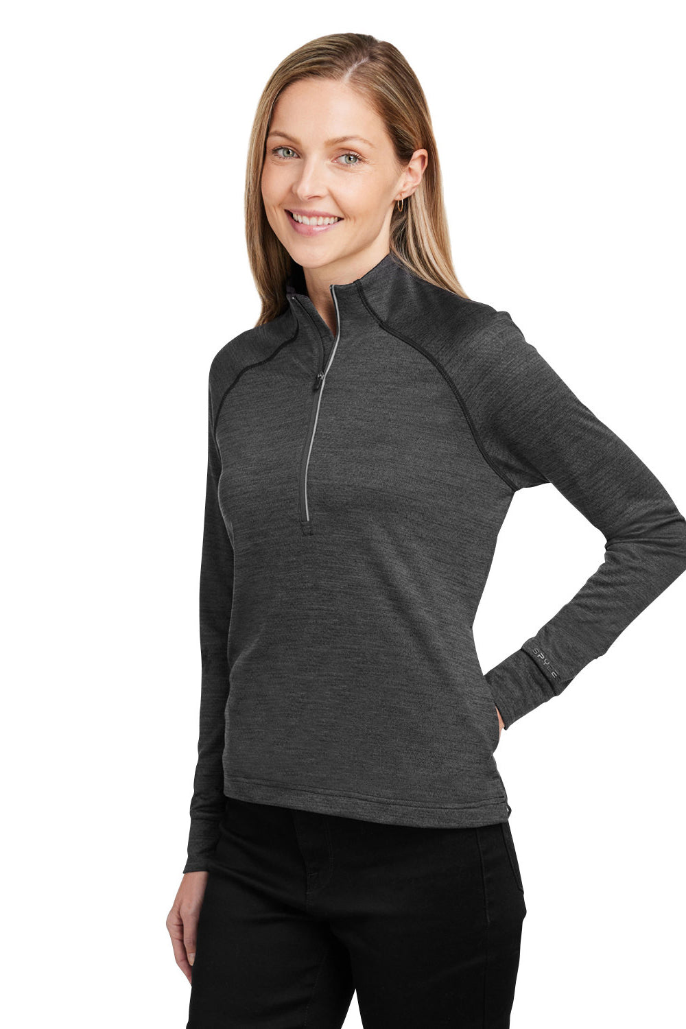 Spyder S17998 Womens Mission 1/4 Zip Sweatshirt w/ Pockets Black Model 3q