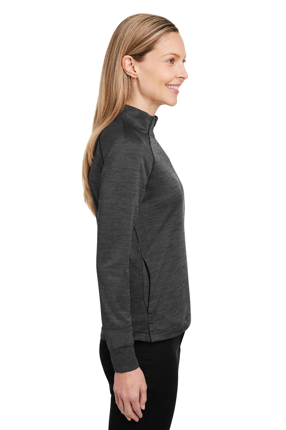 Spyder S17998 Womens Mission 1/4 Zip Sweatshirt w/ Pockets Black Model Side