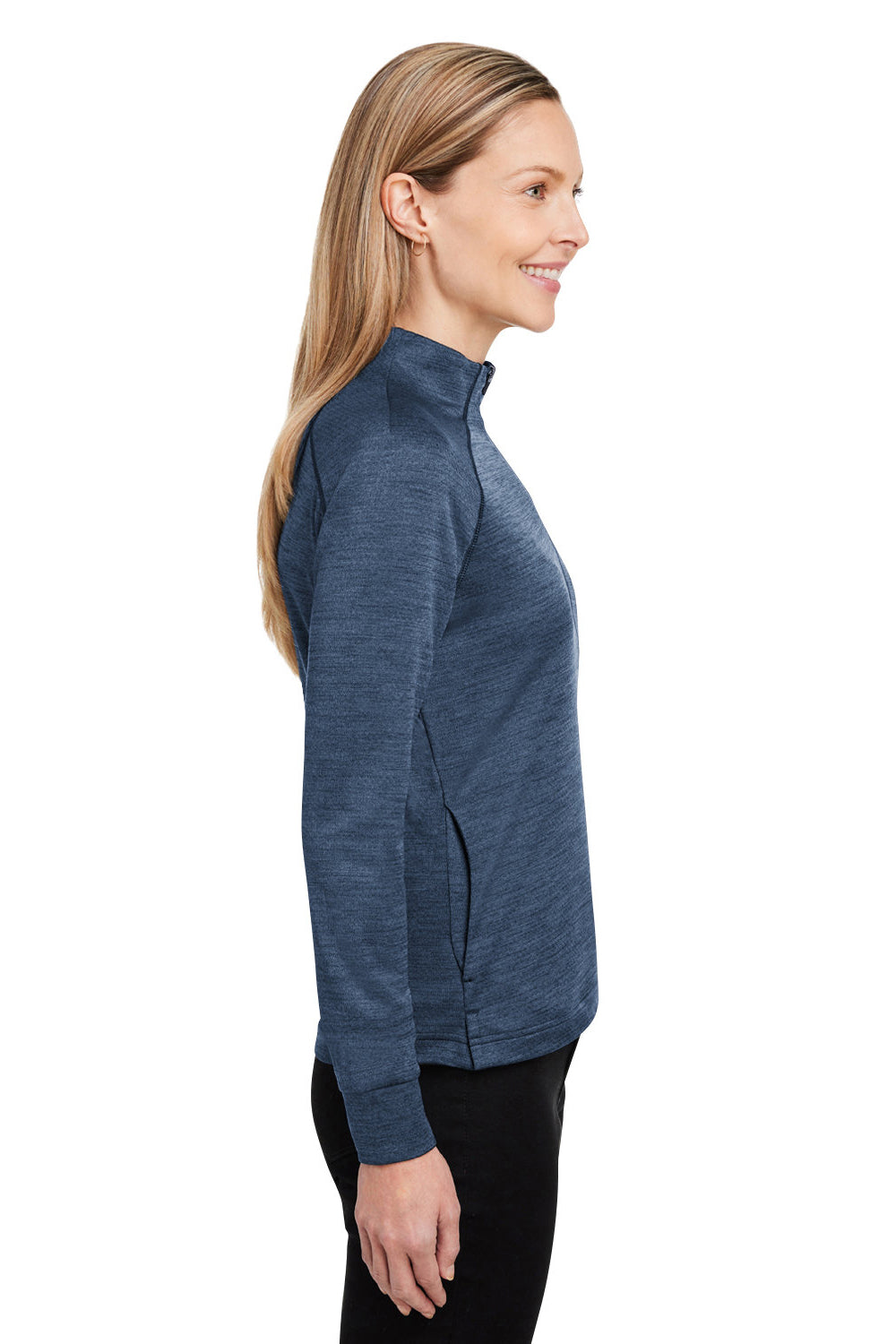 Spyder S17998 Womens Mission 1/4 Zip Sweatshirt w/ Pockets Frontier Blue Model Side